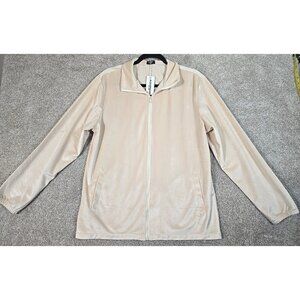 COOFANDY Athleisure Cream Velour Jacket Long Sleeve Full Zip Pockets Men's S NWT